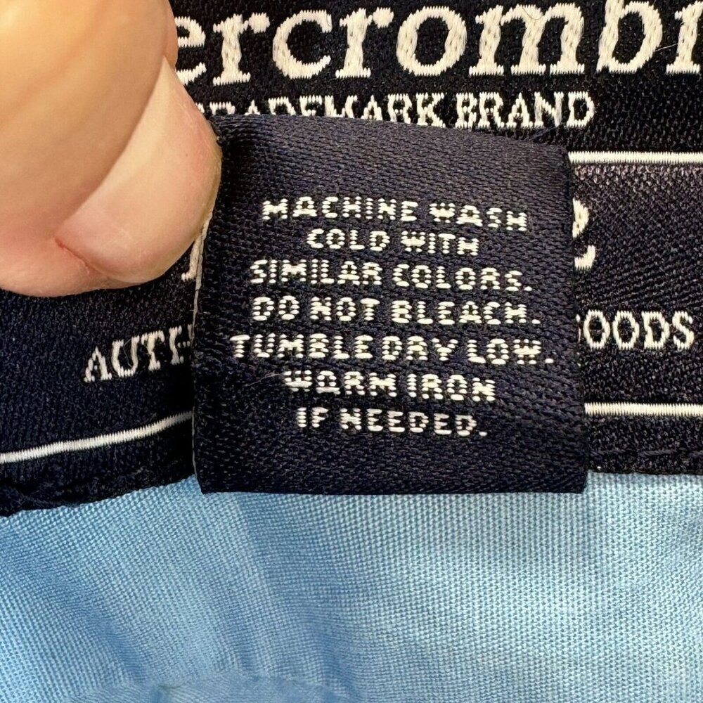 Abercrombie Kids Medium Cotton Striped Blue Button Down Shirt Collared Casual - Picture 5 of 7